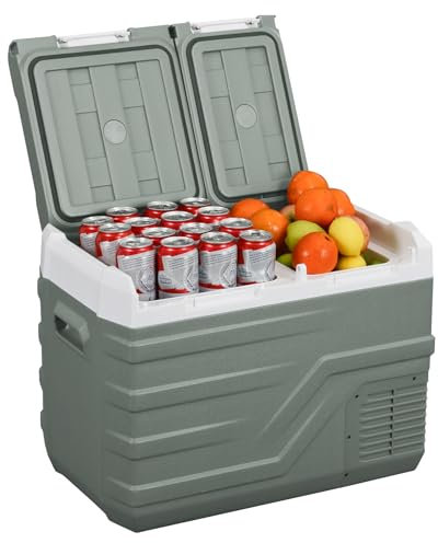 Alpicool Car Refrigerator Portable Freezer 31L, 12V Fridge Freezer Dual Zone Electric Cooler Box for Car 12V/24V 100-240V(-20℃-20℃) Portable Fridge for Camping Car Trip Picnic