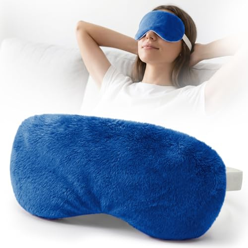 Mikrowellenbeheizte Augenmaske für trockene Augen, feuchte Augenwärme Kompresse für trockene Augentherapie, Maske mit Leinsamen, zur Linderung trockener Augen, Blepharitis & Augenbehandlung (Blau)