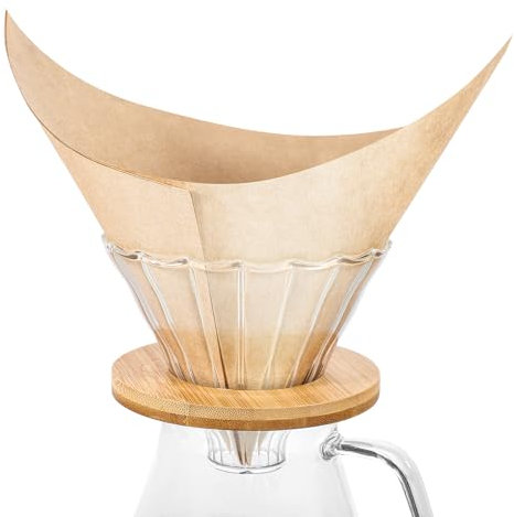 Filtro de café para cafetera de goteo, papel de filtro desechable cuadrado natural sin blanquear para verter sobre cafetera (60 unidades)