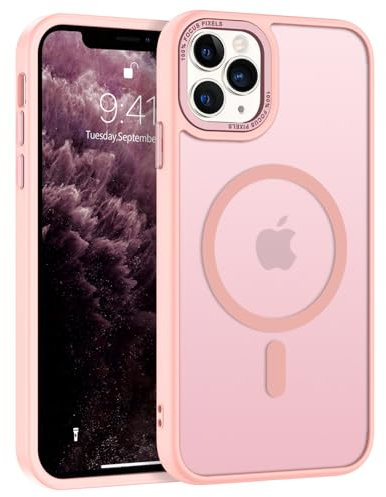 GaoBao Strong Magnetic for iPhone 11 Pro Case, Slim Fit Phone Case iPhone 11 Pro [Compatible with MagSafe] Classic Shockproof Translucent Matte Protective Phone Cover for iPhone 11 Pro 5.8, Pink