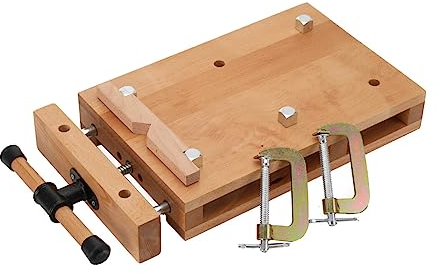 NICCOO Tragbare Mobile Hobelbank, Mini Holz Schraubstock Werkbank Holzschraubstock, Holzwerkbänke mit 2× Befestigungsclips in G-Form,4× Limit Blöcke, Verstellbar Werkbänke Arbeitstisch Workbench