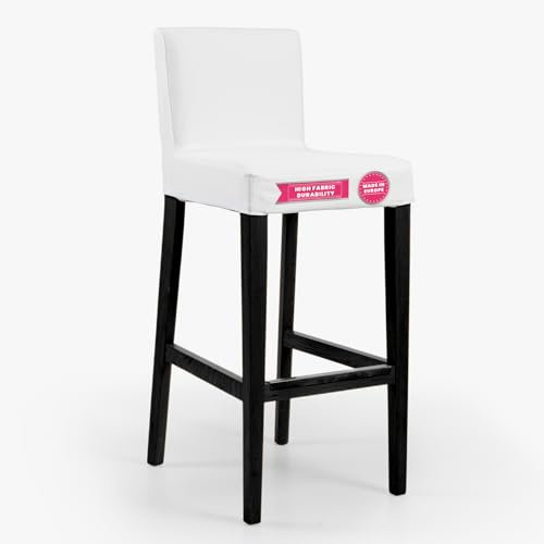Bemz - Bezug passend für IKEA Henriksdal Barhocker, Schützender Henriksdal Stuhlbezug aus 100% Baumwolle, Maschinenwaschbar u. Abnehmbarer Henriksdal Bezug Stuhlhussen, Moderne Stuhlbezüge (Weiß)
