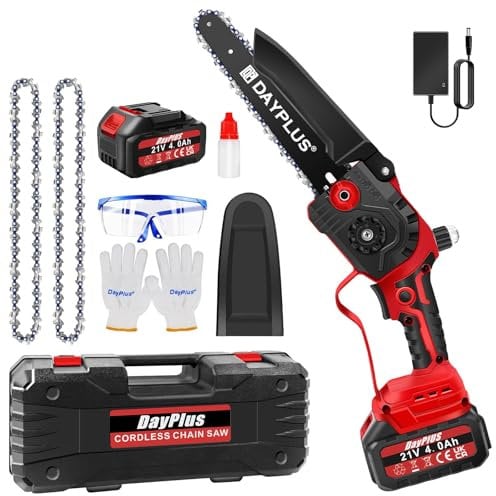 Mini Chainsaw 8-inch, Brushless Mini Chainsaw Cordless, 21V Electric Chainsaw with 4.0Ah Battery, 2 Chains Cordless Electric Chainsaw, Portable One Hand Small Chainsaw Cordless for Women Wood Cutter