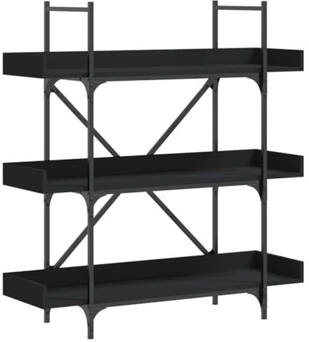 QJBSAVVA Manga Regal Cd Regal DVD Regal Regal Schlafzimmer - Bücherregal 3 Böden Schwarz 100x33x108,5 cm Holzwerkstoff für Wohnzimmer Bibliothek Schlafzimmer Büro