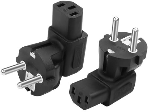 CERRXIAN Confezione da 2 adattatori Schuko a C13, 2 poli CEE 7/7 maschio a IEC320 C13 femmina adattatore, adatto per cavi C13 (L)