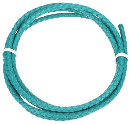 Rebower Round Braided Leather Cord 3mm Bolo Leather Cord String Rope for Jewelry Making, Necklaces, Bracelets, Wraps, Crafts, 1m/3.3Ft, Light Blue