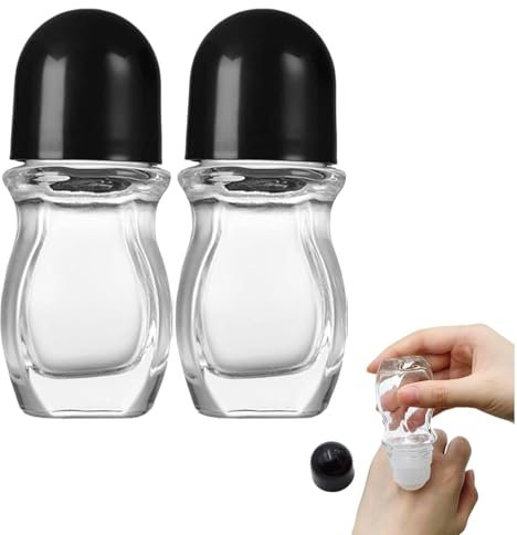 JBLJDWD 2 Pcs Roller Ball Bottles for Essential Oils, Rollerball Bottles, 50ml Roller Ball Container Roll on Bottles Easy to Use Glass Roller Bottles for Oils Refillable Roller Bottle Containers