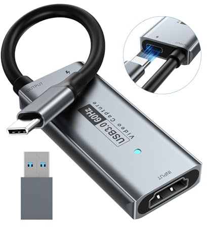 Newhope USB 3.0 Capture Card mit 100W PD - HDMI auf USB-C Video Capture Card 1080P 60fps & 2K 30fps Video Audio Capture Device