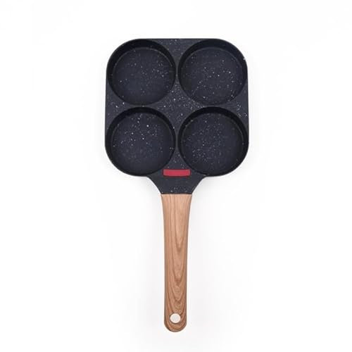 CÉCOA • Poêle 4 Cavités Antiadhésive en Fonte d’Aluminium • Tous Feux Dont Induction • Cuisson Rapide et Homogène pour Pancakes, Blinis, Œufs, Burgers • Indicateur de Chaleur • Manche Ergonomique