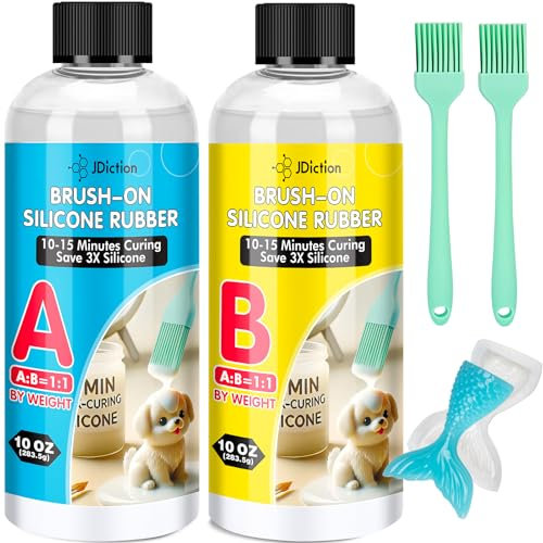 JDiction Brush-On Silicone Mold Making Kit, 10-15 Minutes Fast Cure 20OZ Super Elastic Mold Making Liquid Silicone Rubber for Resin Molds/Various Craft Molds