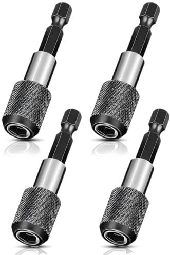 Mellbree Magnetic Bit Holder, 4 Pieces Quick Change Bit Holder 1/4 Inch (60 mm) - Magnetic Bit Holder Suitable for Drills and Screwdrivers, Compatible with Makita Meta Thread Screws