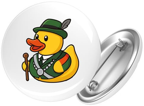 Huuraa Button Quietscheente Schützenkönig Gummiente Geschenk | 59mm Pin Accessoire rund mit Sicherheitsnadel Ansteckbutton Accessoire Anstecknadeln für Jacken Rucksäcke