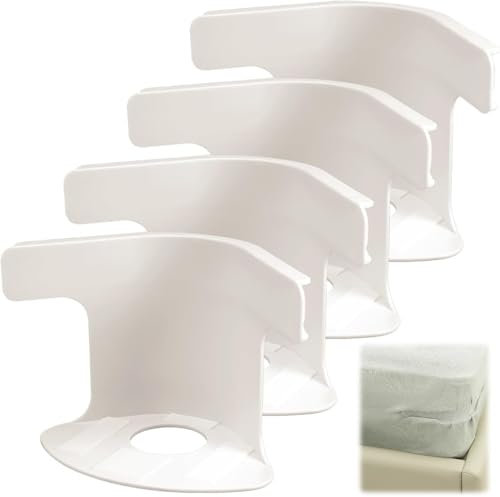 Lot de 4 Supports de Drap de lit avec Bandes de Fermeture, Robustes - Coin Ouvert - Sangles de Drap de lit (Gris)