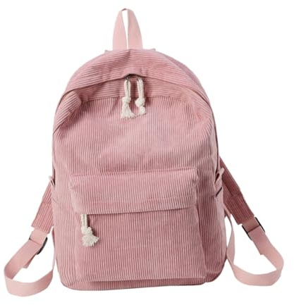 Corduroy Damenrucksack Rosa mit Anti Diebstahl, Modischer Rucksack
