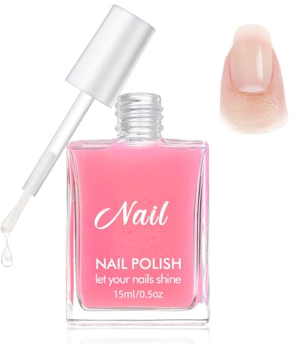Pink Klarlack Nagellack - Unterlack für Fingernägel, Nagelgrundierung nägel schnelltrocknend ohne UV Lampe, nail polish wasserbasis - langanhaltender für Nagelkunst DIY Home (Base Coat, 15 ML)