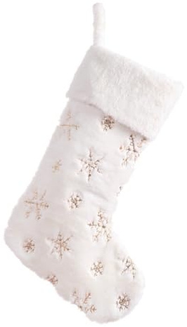 Wambere 1 Stück Weihnachtsstrümpfe mit Schneeflocken Nikolausstiefel zum Aufhängen Weihnachtssocken Kamin Christmas Stockings Geschenk Hängende Strümpfe für Familienurlaub Weihnachtsfeier,Gold