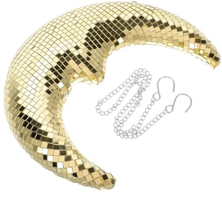 DEARMAMY Mondförmige Disco Spiegelkugel Hängedekoration Retro Party Deko für Schlafzimmer Vielseitige Langlebige Mond deko für Stimmungsvolle Raumgestaltung