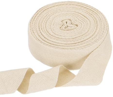 QUARKZMAN Baumwoll Gurtband 30mm x 10m (B x L) Baumwollgewebe Fischgrät-Gewebeband Bänder Schrägbänder Rolle für Kunst und Handwerk Zubehör DIY Nähen Basteln (Beige)