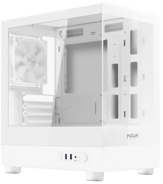 Noua Fobia LH200, Case PC Gaming Micro-ATX, Ventola Bianca 120mm, Case Micro Tower per Computer Doppio Vetro Temperato Panoramico, Bianco