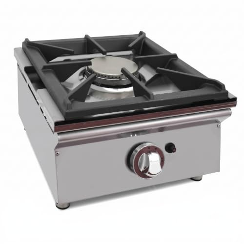 Horemaq Cocina de Gas Butano Profesional de Sobremesa, 1 Fuego 5,8 kW, Acero Inoxidable, Encendido Piezoeléctrico y Termopar, para Hostelería