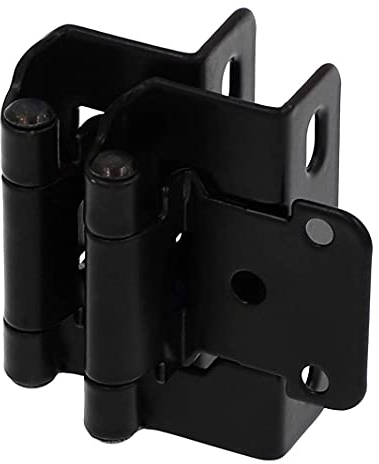 Decobasics 1,27 cm Overlay halbteilweise umwickelte Küchenschrank-Scharniere (10 Paar – 20 Stück) – selbstschließende mattschwarze Schrankscharniere für Küchenschränke mit Silikonpuffer und