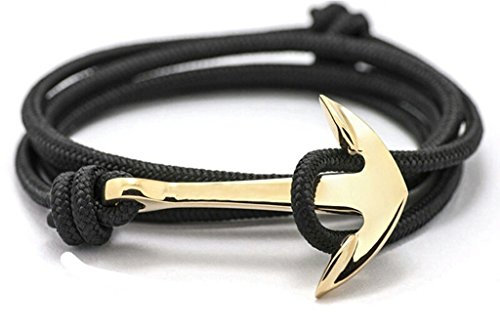 Armband Anker Herren und Damen Sailbrace Accessoire Männer Anchor maritime Look Kette (Schwarz Gold)