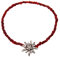 Alpenflüstern Filigran Perlen-Trachten-Armband Strass-Edelweiss - Damen-Trachtenschmuck mit antik-Silber-farbenem Trachten-Edelweiss, elastische Trachten-Armkette, Perlenarmband rot DAB073
