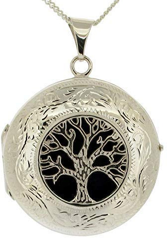 Christopher James of London | Large Personalised Tree of Life Locket in Sterling Silver with Necklace Chain Option - Avaiable in 16 inch - 40 inch Length | Gift Box Included