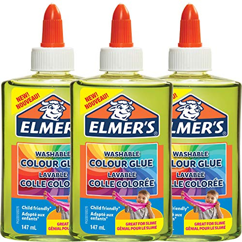 Elmer’S Colla Vinilica Colorata Semitrasparente, Lavabile, Ottima per Realizzare Slime, Verde, 147 ml, 3 Pezzi