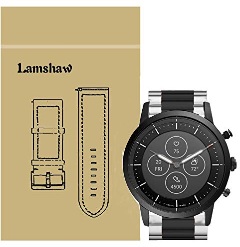 LvBu Armband Kompatibel mit Fossil Collider HR, Classic Edelstahl Uhrenarmband für Fossil Hybrid Smartwatch HR Collider/Fossil Collider Hybrid Smartwatch (Silber-Schwarz)