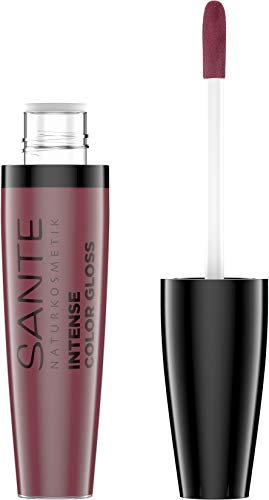 SANTE Naturkosmetik Intense Color Gloss 03 Stubborn Plum, Lipgloss-Effekt, Intensive Farbpigmentierung, Mit Bio-Sheabutter, Feuchtigkeitsspendend, 9ml