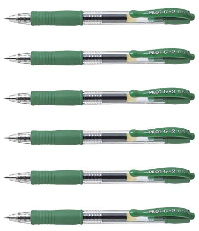 Pilot Gel-Kugelschreiber, G2, 05, feine Spitze, Grün, 6 Stück