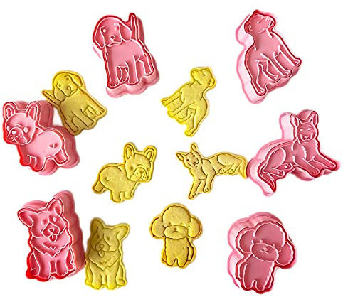 GS 6 Pack Hunde Ausstechformen, 3d Cookies Cutter, Handpresse Keksstempel, Keksausstecher Osterausstecher Plätzchenform, Weihnachten Kunststoff Ausstecher Set
