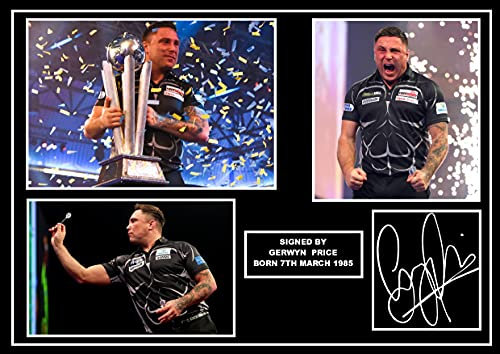 SIGNED BY THE STARS Hochwertiger Fotodruck von Gerwyn Price Darts, Wandbild, Wandmontage, Wohnzimmer-Dekor