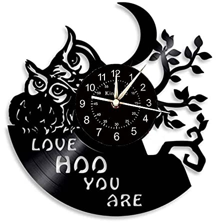 Smotly Vinyl Wanduhr, Eule Paar Digital Wanduhr, Home Dekoration Wanduhr Geschenk für Tierliebhaber