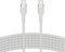 Belkin BoostCharge Pro Flex geflochtenes USB-C/USB-C-Ladekabel, USB-IF-zertifiziert zum Schnellladen mit Power Delivery PD, iPhone 16, iPhone 15, Galaxy S24, Pixel, iPad Pro/Mini, MacBook, 3 m – Weiß