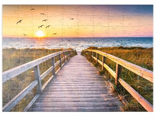 MyPuzzle Sonnenuntergang am Dünenstrand, Nordsee - Premium 100 Teile Puzzle - MyPuzzle Sonderkollektion von Puzzle Galaxy