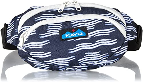 KAVU Spectator Polyester Belt Bag, Crossbody Fanny Pack | 11oz 600D Polyester, 2 Zip Compartments, Padded Back Panel | Adjustable Strap Up to 50-In | Travel, Festivals & Daily Carry