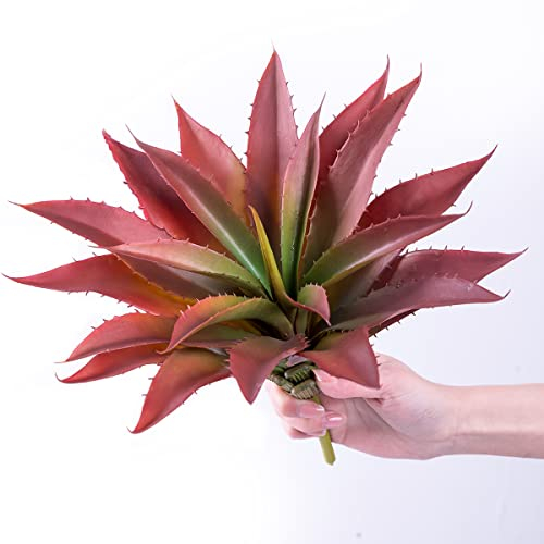 Veryhome Plantas suculentas artificiales de aloe, suculentas artificiales grandes de 12.5 pulgadas, sin maceta, decoración de vegetación para interiores y exteriores (rojo)