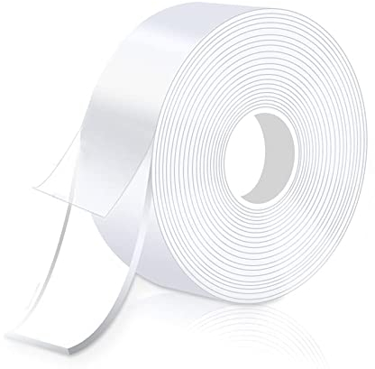 SonoReno Transparentes doppelseitiges Klebeband, Nanotape, waschbar, wiederverwendbar, zum Aufkleben von Fotos, Postern, Teppichen, Dekorationen, Kulissengestaltungen etc.