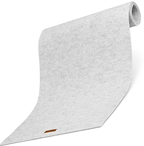 Balinco Tischläufer aus Filz abwaschbar, Läufer anpassbar 44 x 150 cm, hochwertige Verarbeitung, Modern, Pflegeleicht, Hitzebeständig (Filz Hellgrau)