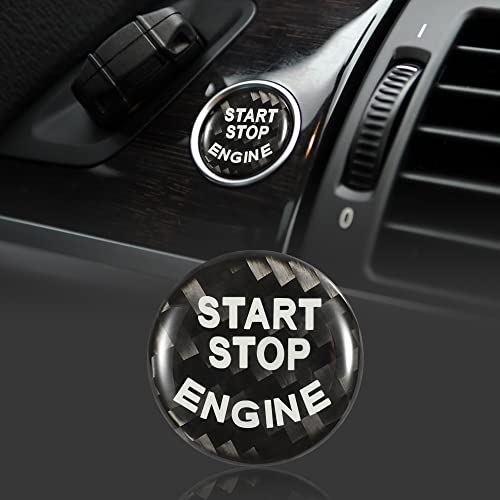 TOMALL Auto Motor Start Taste Abdeckung kompatibel mit BMW X5 X6 E90 E91 Push Start Stop Taste Abdeckung Trim Motor Zündung Ring Kappe Keyless Motor Start Dekor für Auto Carbon Fiber Interieur Zubehör