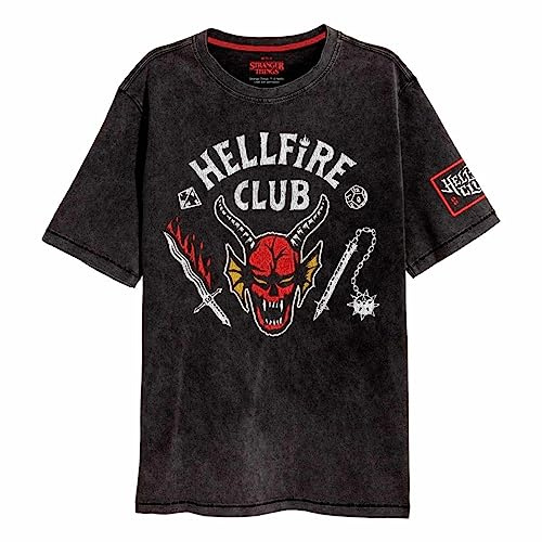 T-Shirt Officiel Stranger Things Hellfire Crest Unisexe Noir, L
