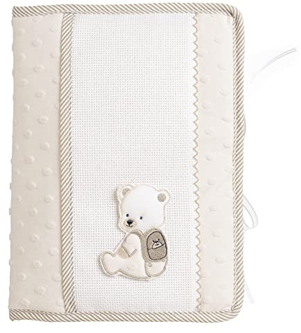 FILET - Borsa per Pannolini e Salviette da Ricamare in Morbido Tessuto, Organizer per il Cambio con Apertura a Libretto, Idea Regalo per Futuri Genitori, Made in Italy, Colore Beige