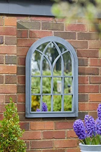 Large Grey Arched Window Gothic Style Wall Mirror For your Home Or Garden