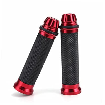Caliwill Motorcycle Handlebar Grips Motorbike Hand Grip Universal 7/8 inch 22mm CNC Aluminum Motorbike Handle Grips Motorcycle Handle Bar Grips Replacement Red, (YGBJPRD)