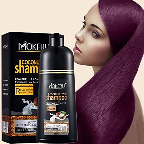 Lila Hair Shampoo für graues Haar - Herbal Hair Dye Shampoo 3 in 1 für Frauen & Männer, Hair Dye Einfach zu verwenden & lang anhaltende schwarze Shampoo (Purple)