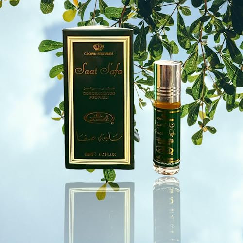 Saat Safa Parfum à bille 6 ml composé de bois d'agar (oud), ambre, mousse, safran, rose, patchouli, musc, jasmin Hafsa Arabian Fragrances Ltd