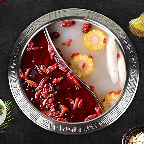Casserole Hot Pot, 28CM Acier Inoxydable Avec Séparateur 2 Pièces Double Hot Pot Double Poignée Cuisinière Hot Pot Facile à Nettoyer, Pour Cuisinière à Induction Cuisinière à Gaz Cuisinière électrique