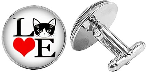 Niedliche Katzenkrallen-Manschettenknöpfe, Gothic, Cartoon, Anime, Katze, Glas, konvex, rund, Herren-Manschettenknöpfe, Geschenk für Herren